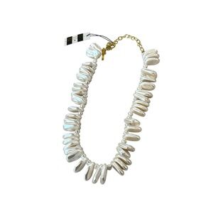 Lele Sadoughi The Corfu Pearlescent Necklace Gold Tone with Resin Beads Costume